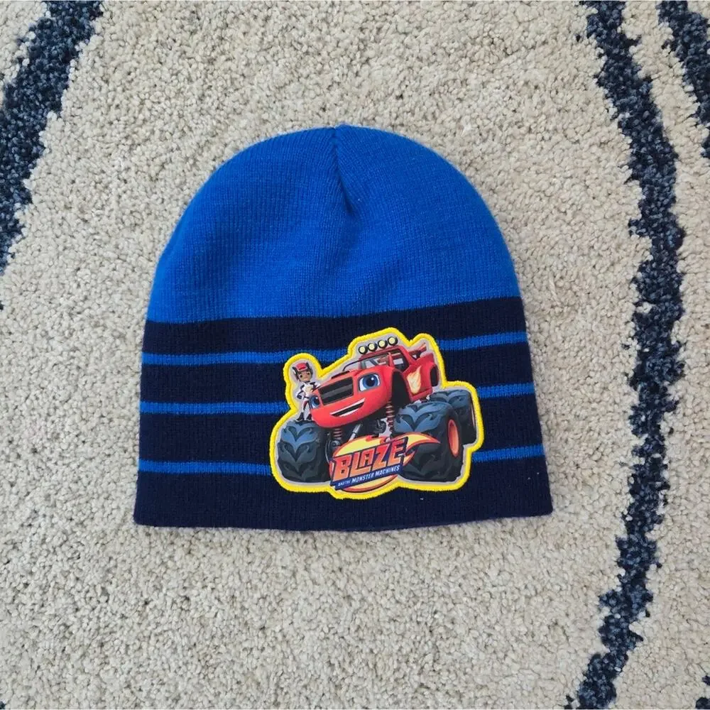 Nickelodeon Blaze and The Monster Machines Knit Beanie Hat Patch Logo Blaze AJ